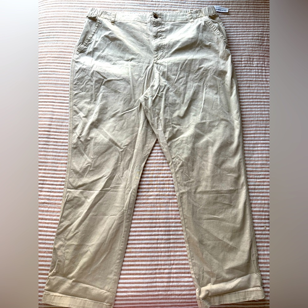 NWT Old Navy High-Rise OG Chino Men's XXL Tall Beige Elastic Waist Casual Pants